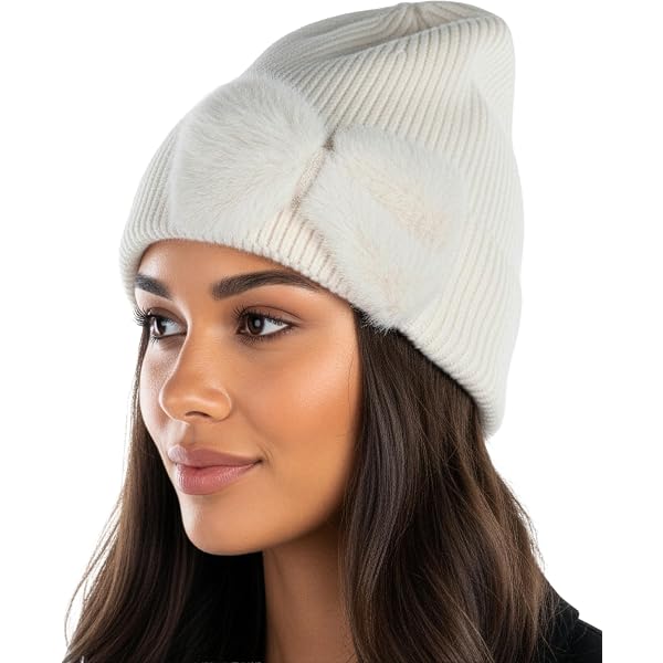 Helene Berman Knit Bow Beanie (One Size, Black) at Amazon 