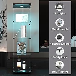 nifoti 4-Shelf LED Lights Glass Display