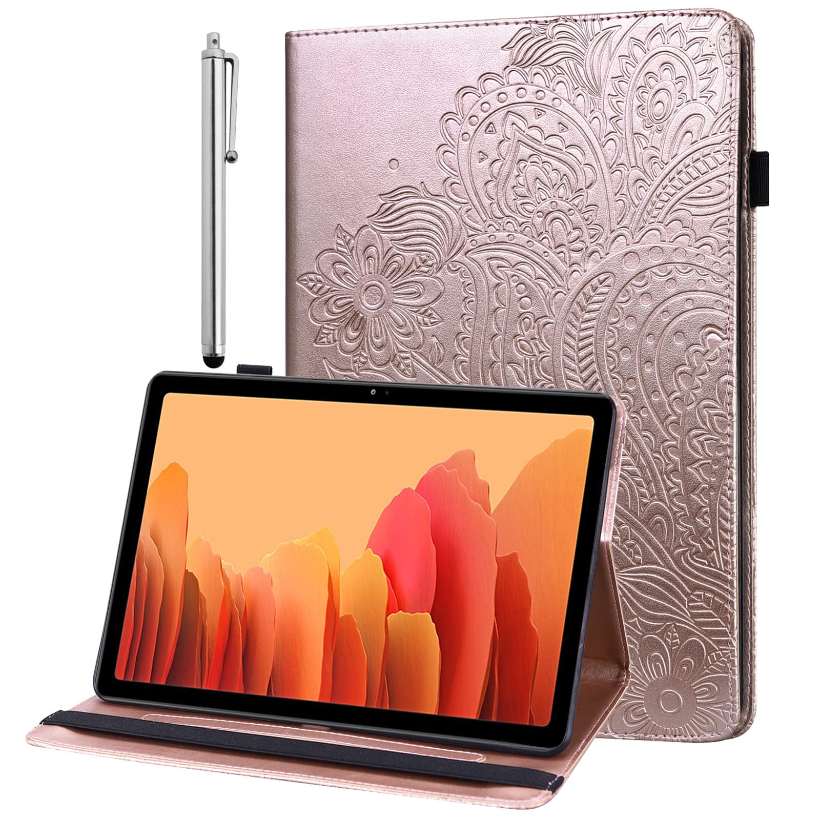 GLANDOTU Case for Lenovo Tab M10 Plus 3rd Gen 10.6" 2022 (TB125FU/TB128FU/TB128XU),Flip Wallet PU Leather Cover with Pen Holder for Lenovo Tab M10 Plus (3rd Gen) Case (free Stylus Pen) 【Rose gold】