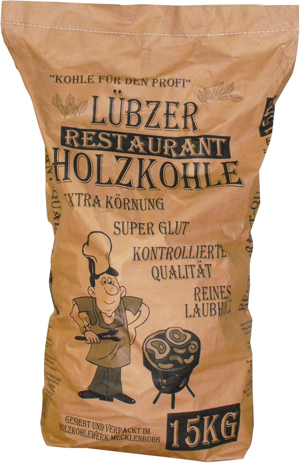 Favorit Grill-Holzkohle 15 kg (aus reinem Laubholz, extra große Körnung, langanhaltende Glut, Grillkohle in Restaurant-Qualität) 1500