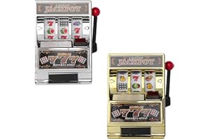 Novelty Money Coin Bank with Spinning Reels Realistic Slot Machine Jackpot with Lever Casino Game Gift Decoration(Random Colo