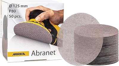 Mirka Abranet Net Sanding Disc 125mm P80 Hook Loop 50pcs Wood Metal Walls Filler