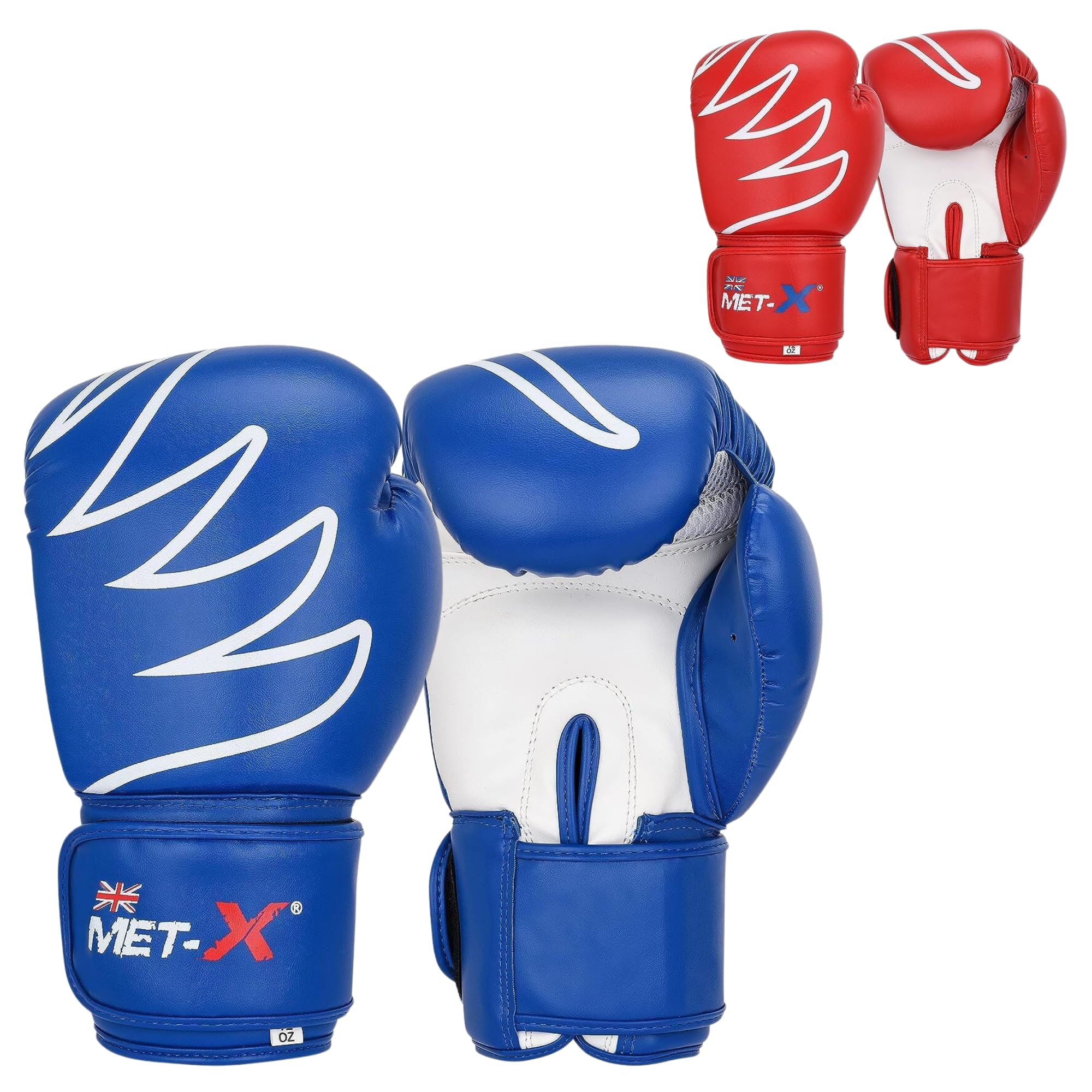 Met-X Pro Boxing Gloves, Gym Training Equipment Gloves for Men & Women, MMA, Muay Thai, Kickboxing, Sparring, Sports Jr - Adult Punching Gloves (Blue, 14 Oz)