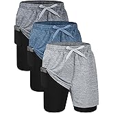 EXARUS Boys Athletic Shorts 4"/6" Quick Dry Lightweight Adjustable Elastic Waist Pockets Basketball Soccer Running