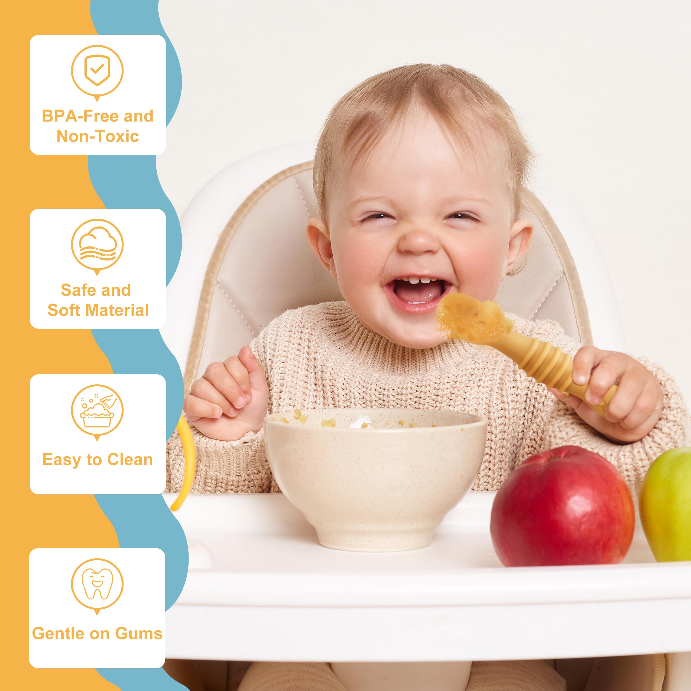8 Pcs Baby Led Weaning Utensils, First Stage Silicone Baby Spoon, Multicolor Baby Spoons Self Feeding 6+ Months, Cucharas para Bebes for Solids and Purees