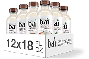Bai Coconut Flavored Water, Cocofusions Variety Pack II - 3 each of Andes Coconut Lime, Madagascar Coconut Mango, Molokai Coconut, Puna Coconut Pineapple - (Assorted Flavors)18 Fl Oz (Pack of 12)
