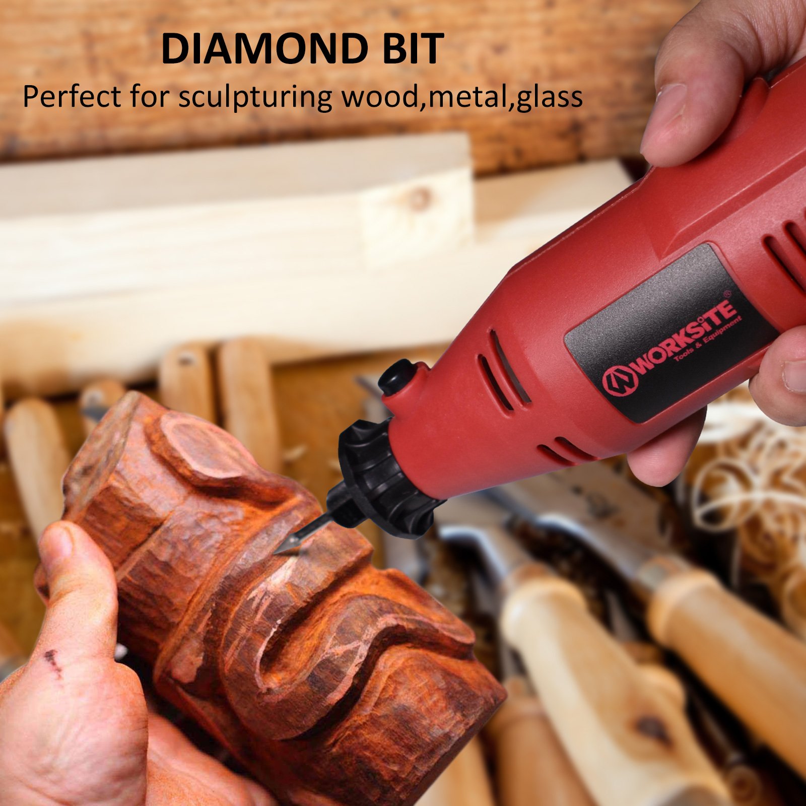 WORKSITE EDG110 Multi Purpose Rotary Tool With 7-Speed,8000-30000RPM,1/8-Inch Collet, Magnet Wristband, 100 Pcs Rotary Mixed Accessory Kit in Storage Case