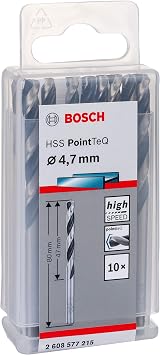 Bosch PointTeQ 10pc HSS Twist Drill Bit Metal 4.7x47x80 mm Set view 3