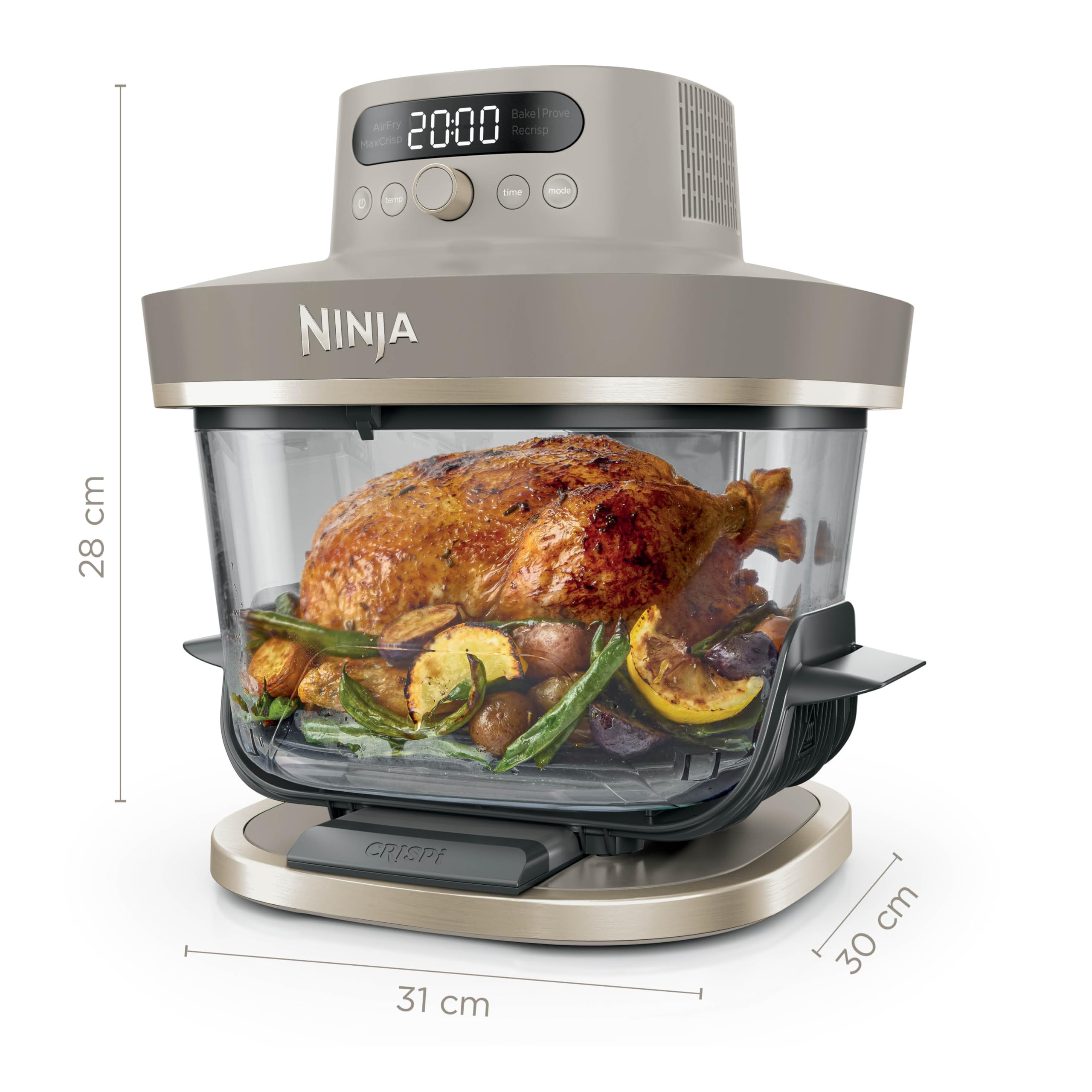 Ninja CRISPi PRO XL Glas-Heißluftfritteuse (Air-Fryer), 5 voreingestellte Zubereitungsfunktionen, inkl. CleanCrisp-Glasbehälter (5,7 l und 2,3 l) und Aufbewahrungsdeckel, Stone Gold AS090EUSD 3