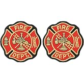 2 PCS Fighter/Fireman, Fire Department Embroidered Applique Iron On Sew On Patch