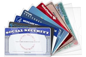 UEHSNI 10 Pack Social Security Card Protector Medicare New Credit Card Holder,24 Mil Soft Clear Card for Waterproof SSN Card Protector，ID/Debit/Credit Card Covers (10)