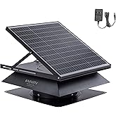 OmniPV Smart Hybrid Solar Attic Exhaust Fan Pro–USA Engineered with German Tech, 2850 CFM 50W Solar Panel, 40-104℉ Thermostat, Cool & Dehumidify up to 4000 ft². Weatherproof Roof Vent for Home, Shed