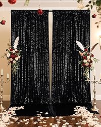 PartyDelight Black Sequin Backdrop Curtains
