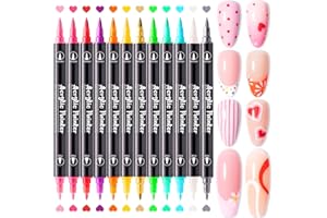 MelodySusie Nail Art Pens Set, 12 Colors Double-Ended Nail Polish Pens for Nail Art, Dual Tip, Nail Dotting Tool, Drawing Pen for Nail Design, Manicure Nail Pens for Salon and DIY at Home