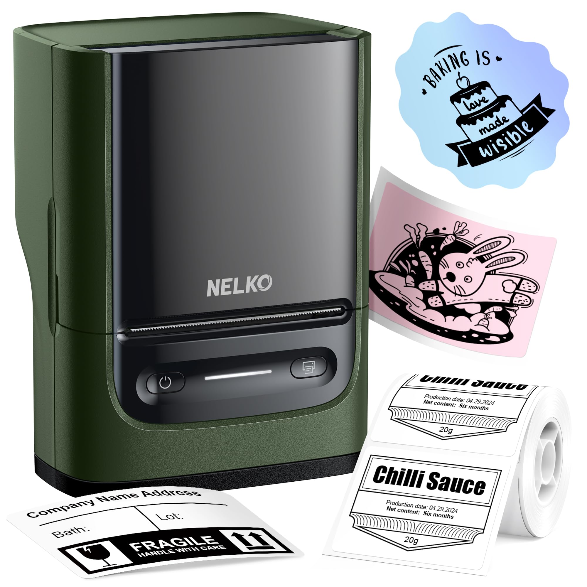 Photo 1 of Nelko Label Maker Machine with Tape, PM220 Bluetooth Label Printer, 2 Inch Portable Thermal Printer for Small Business, Address, Logo, Clothing, Sticker Maker for Phones & PC, Deep Green