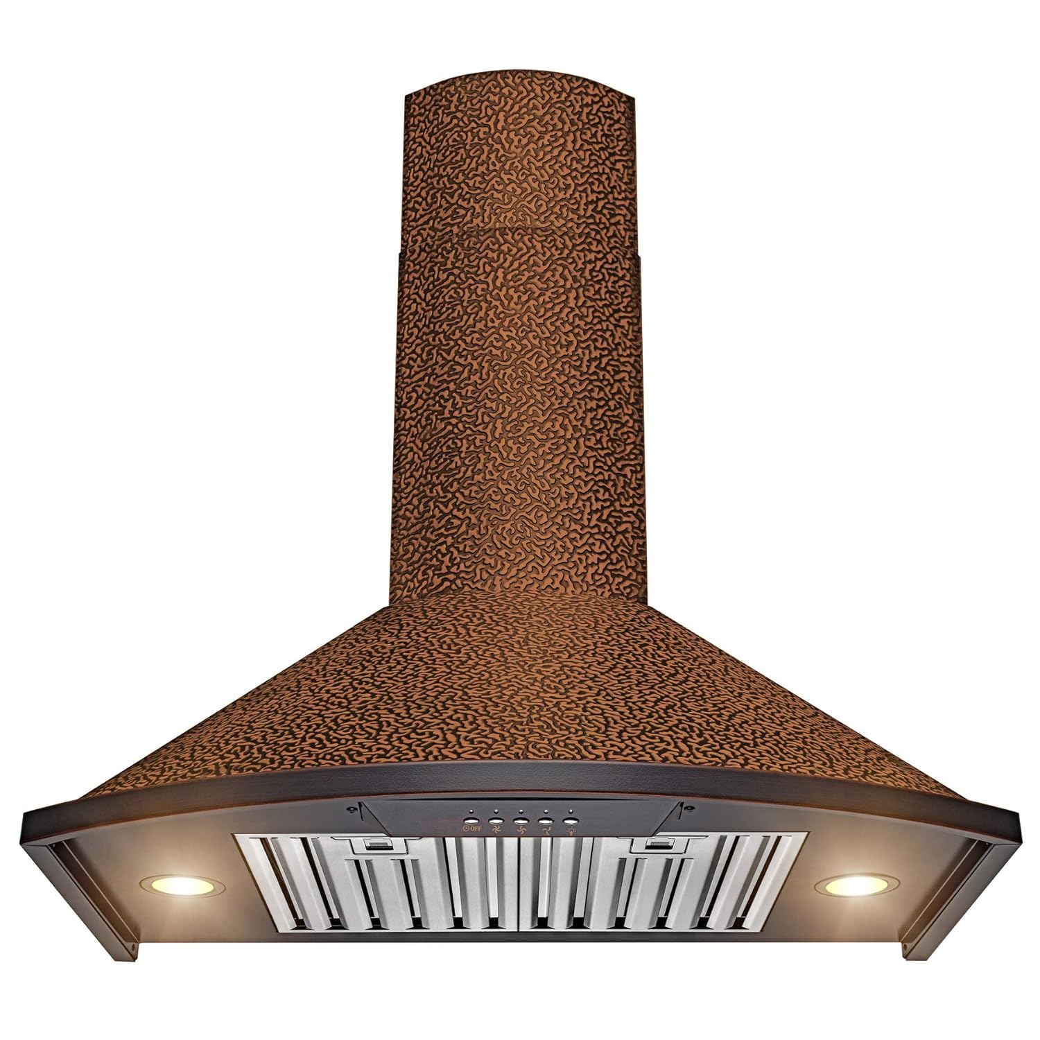 AKDY Wall Mount Range Hood &ndash;30&rdquo; Embossed Copper Hood Fan for Kitchen &ndash; 3-Speed Professional Quiet Motor &ndash; Push Control Panel &ndash; Modern Design &ndash; Dishwasher-Safe Baffle Filters