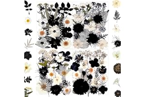 MIKIYA 90Pcs Black Pressed Dried Flowers for Resin Molds, Real Natural Bulk Dry Floral Leave for DIY Art Crafts, Epoxy Jewelry, Candle, Soap Making, Nails Decors Gifts