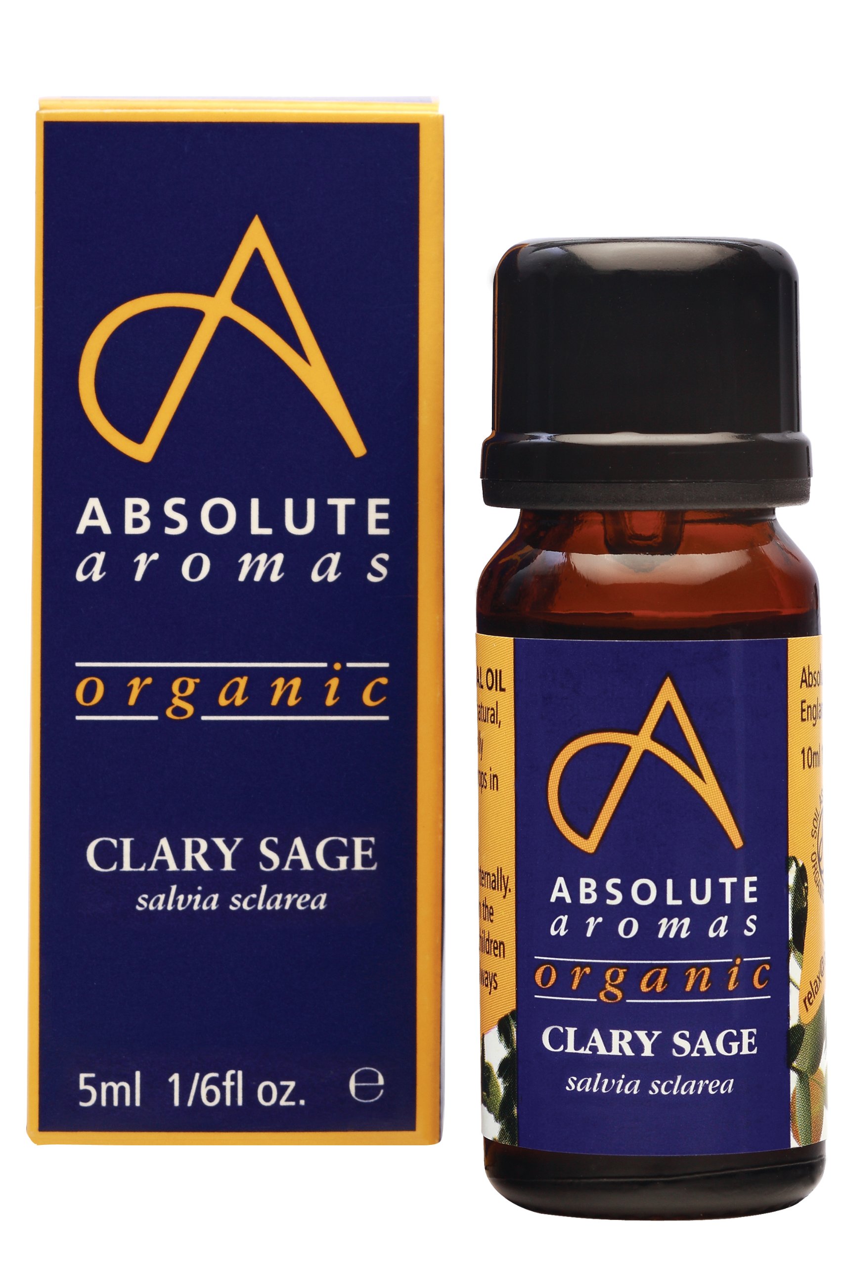 Absolute Aromas Organic Clary Sage Essential Oil 5ml - 100% Pure, Natural, Undiluted and Cruelty-Free - for use in a Diffuser or Aromatherapy Blends