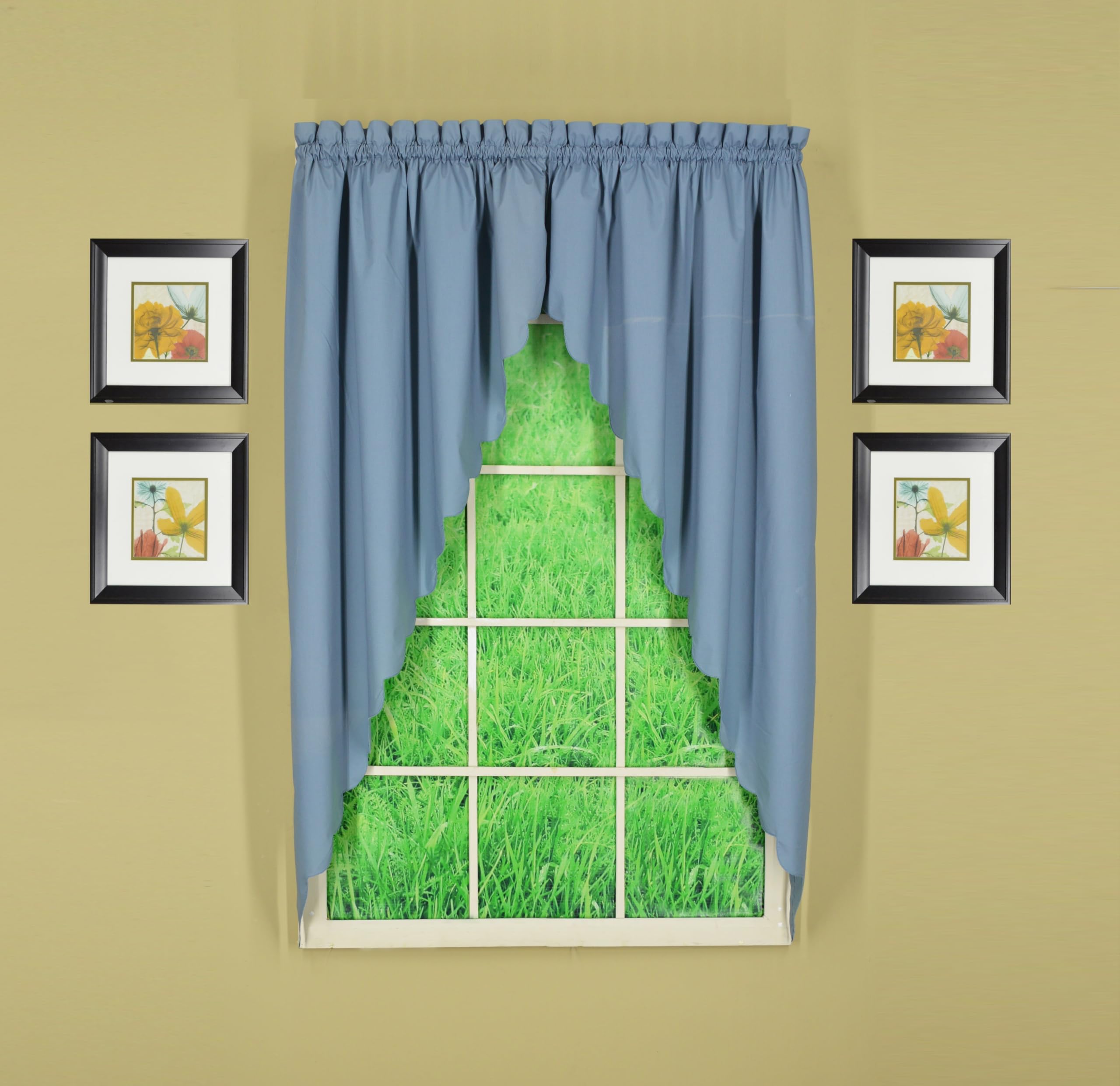 Today's Curtain, Orleans Scallop Curtain, Blue 63" Swagger Pair, 80" W x 63" L, Blue — image 1