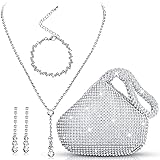 Meanplan 4 Pcs Silver Clutch Purse Jewelry Set for