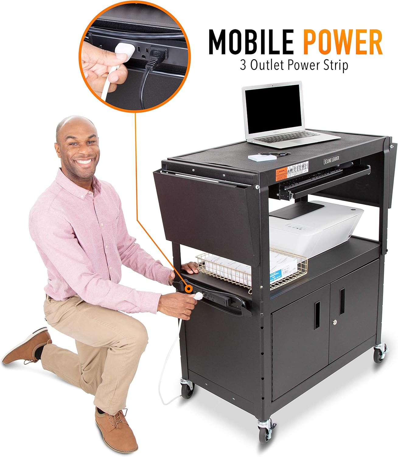 Line Leader AV Cart Large (Keyboard Tray + Cabinet + Drop Leaves) : Office Products