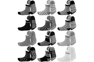 SUPOO Baby Boy Socks, Non Slip Toddler Socks, 12 Pairs Cotton Grip Socks Crew Socks Grippy Socks for Baby Boy