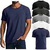 August Alley 5 Pack Men's Big and Tall Ribbed Muscle T Shirts Crew Neck Short Sleeve Multipack Tees Basic Casual Fit Tops
