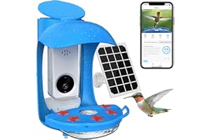 BirdDock Hummingbird Feeder with Camera, Smart Hummingbird Feeder with Camera Solar Powered, Free AI Identify Bird Species, Auto Capture Bird Videos, Ideal Gift for Bird Lover