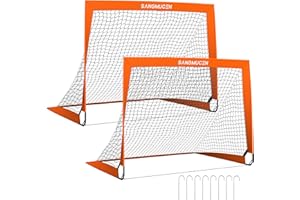 SANGMUCEN Soccer Net Set of 2, Foldable Soccer Goal, Kids Soccer Nets for Backyard Garden Park Beach
