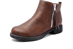 Ataiwee Women's Ankle Boots, Classic Side Zip Comfortable Thick Block Heel Boots.