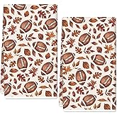 Fall Kitchen Towel 18 x 28 Inch Autumn Maple Leaf Football Dish Towel Farmhouse Decorative Hand Drying Tea Towel for Thanksgiving Harvest Cooking Baking Cleaning, 2Pcs, Brown