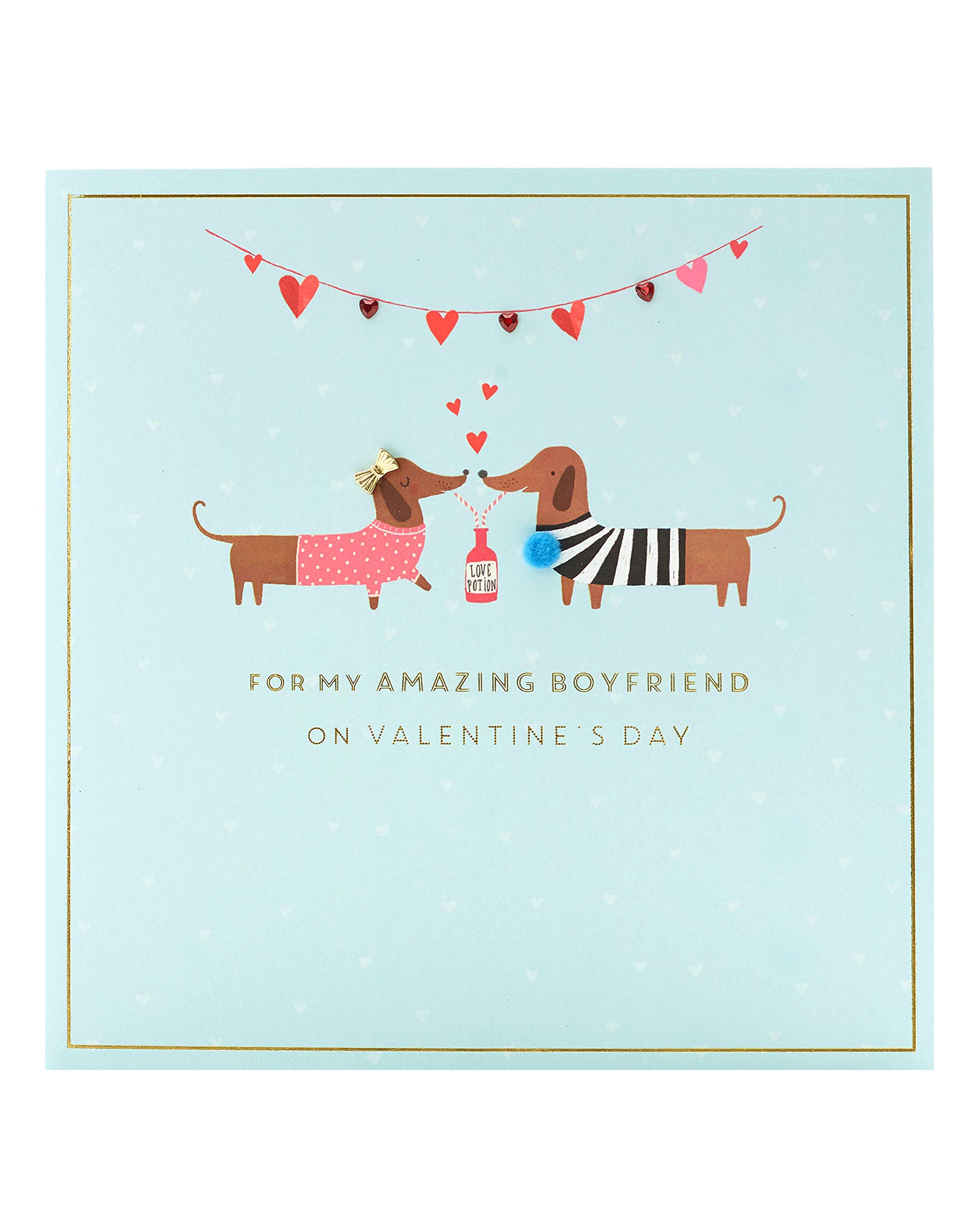 uk greetings Boyfriend Valentines Day Card With Envelope - Sausage Dog Couple Design
