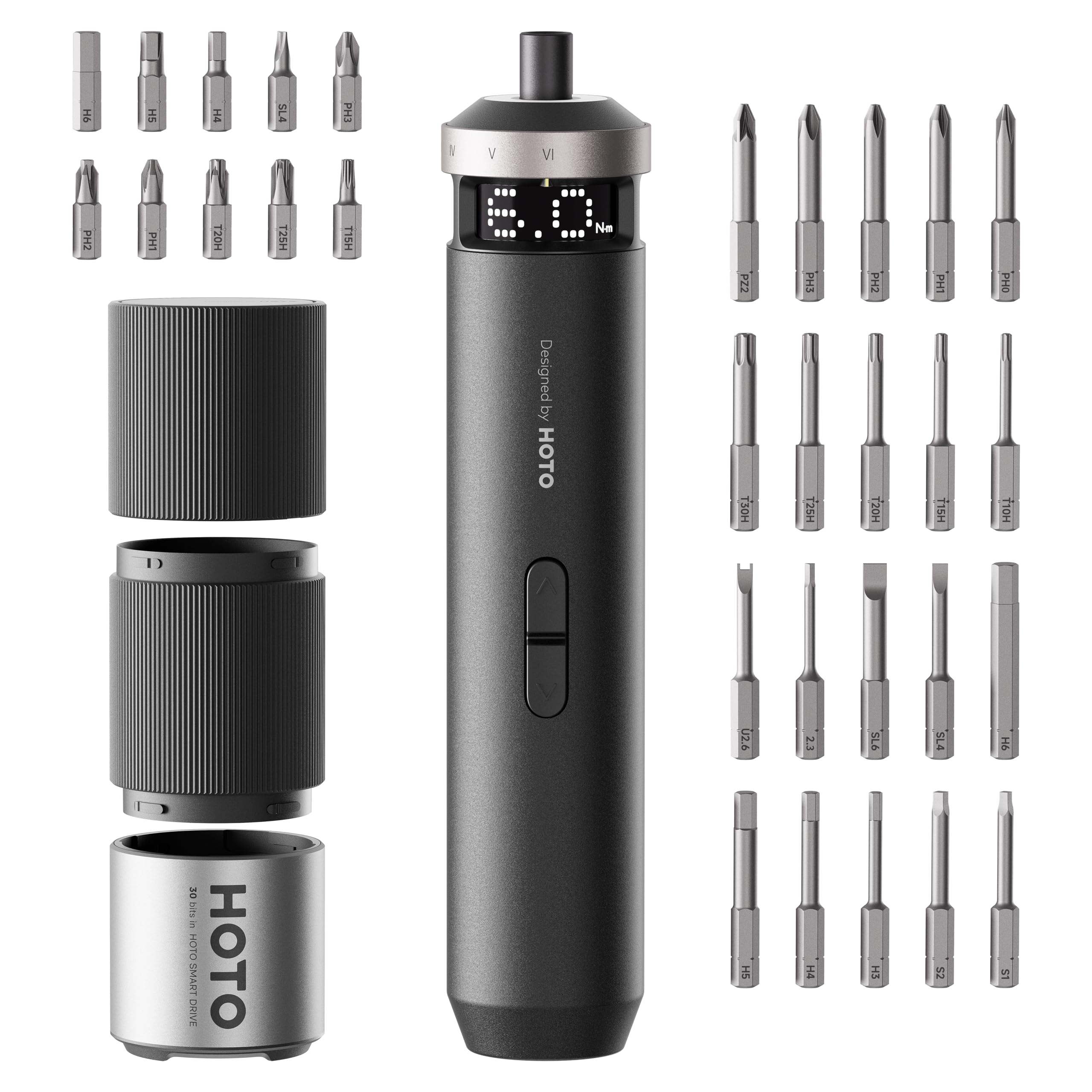 BLACK DESIGN デバイスワークス ITSUKA HOTORI DE HOTO PixelDrive Electric Screwdriver, Smart Display, 6 Torque