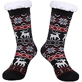 SDBING Slipper Socks for Women with Grippers, Winter Warm Fuzzy Indoor Christmas Gifts Socks