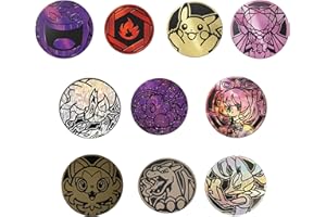 Pokémon 10 Assorted Pokémon Large Gaming Coins - No duplicates - Plastic Metallic Coins