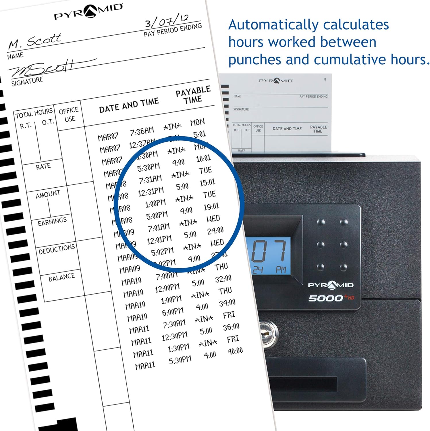 Pyramid 5000HD Heavy Duty Steel Auto Totaling Time Clock - Made in the USA : Electronics