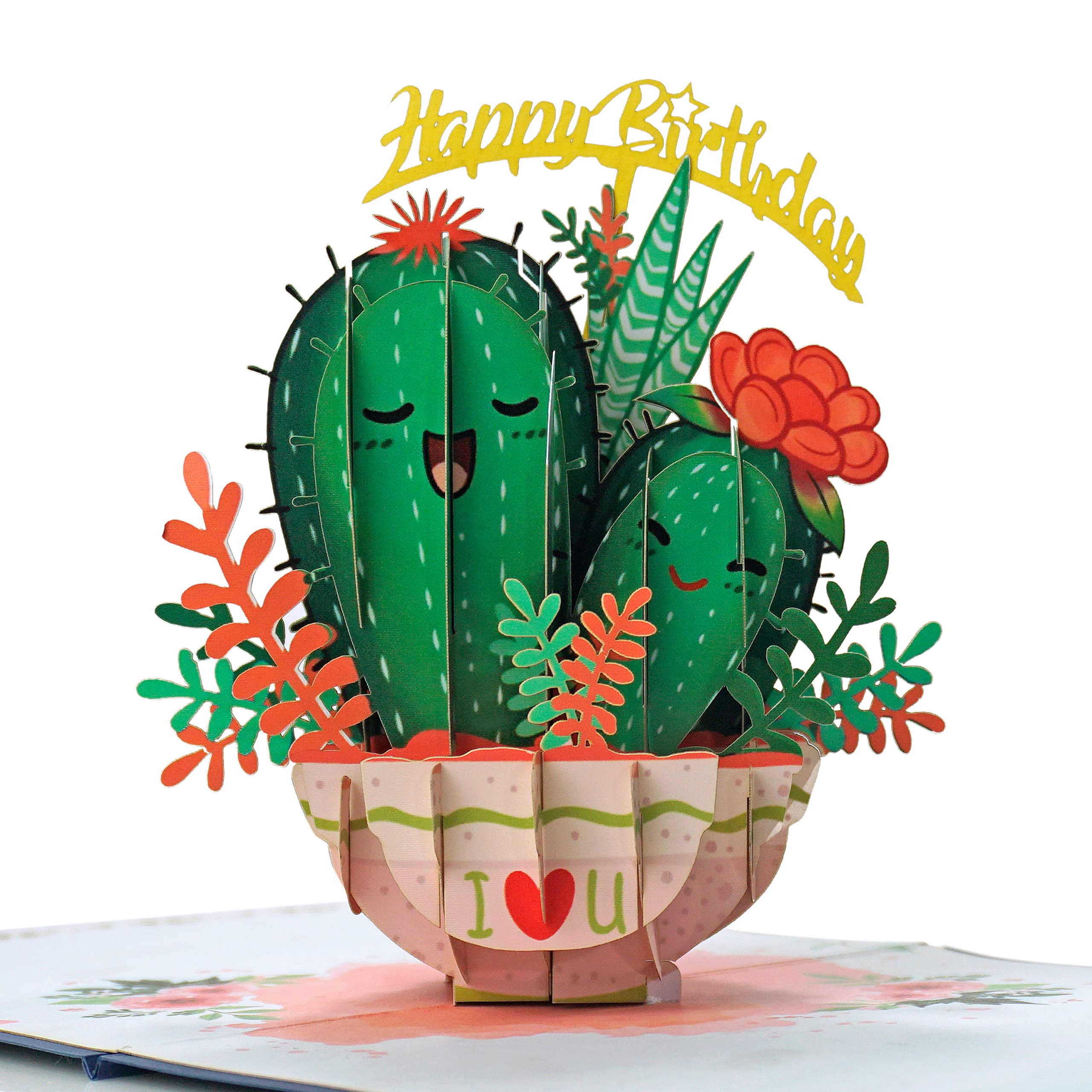 CUTPOPUP Cactus Happy Birthday Pop Up Card, 3d Greeting Cards (Cactus Happy Bday) US8-BD124UK