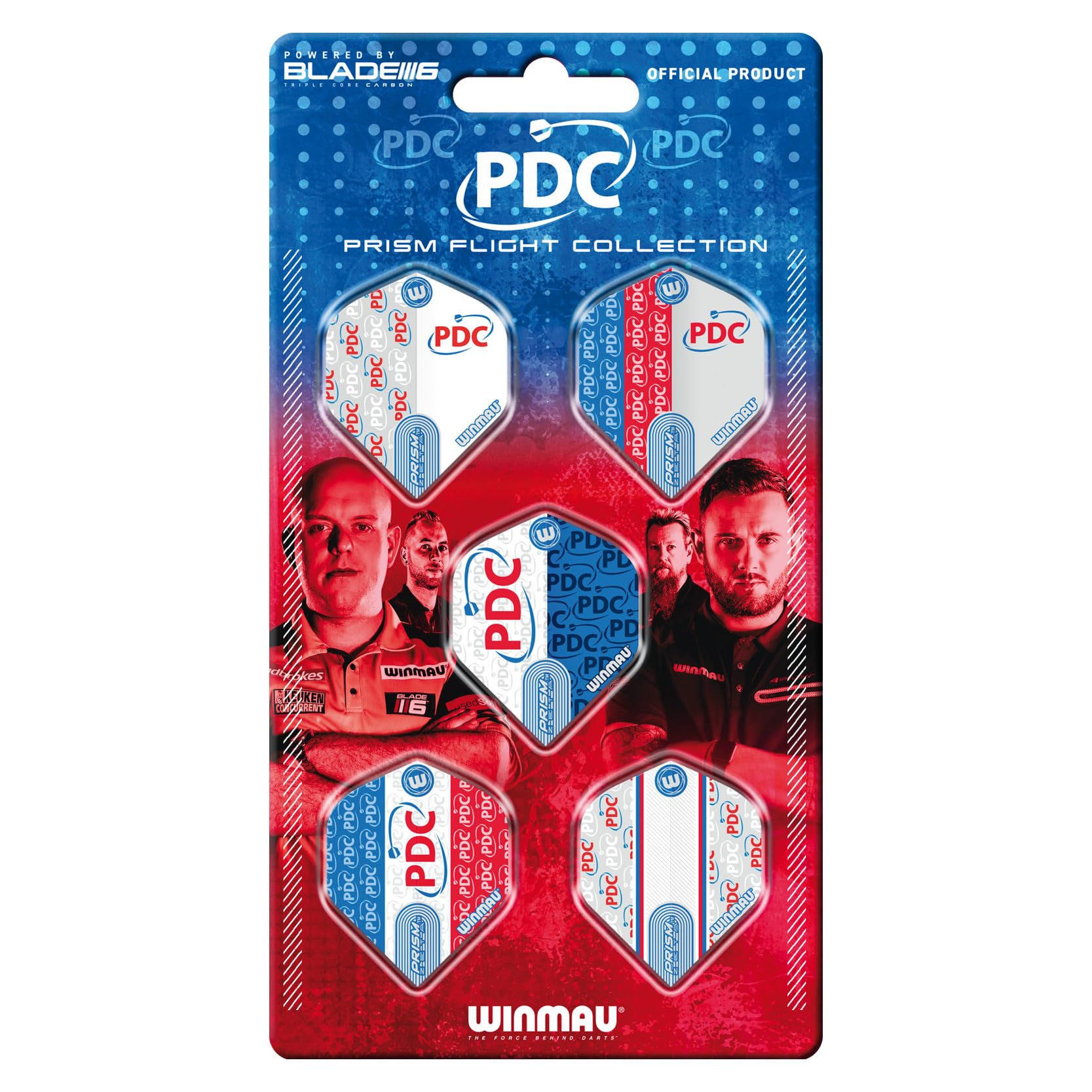WINMAU - PDC Dart Flight Collection - Dart Flights 5 Sets Per Pack (15 in Total) Extra Thick 100 Micron - Standard Shape Darts Flights - Professional Darts Accessories — image 1