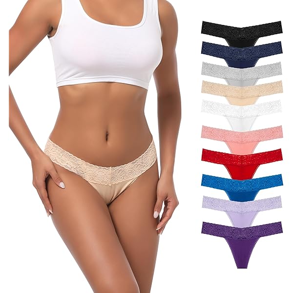 Sous-vêtements Pour Femme - String En Dentelle - String Extensible - Sous- Vêtements Longs Sans Couture - Noir - Taille Unique, Noir/blanc