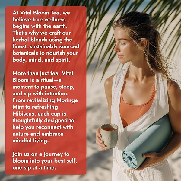 VITAL BLOOM PURE CINNAMON TEA, WARM, SPICY FLAVOR, 100% NATURAL, CAFFEIN FREE, HOT OR COLD BREW HERBAL TEA, BLEACH FREE TEA BAGS, NON GMO (FREE BAMBOO TONGS INCLUDED)