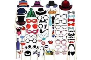 Vesaneae 58 PCS Party Photo Booth Props, Funny Photo Booth Decorations, Photographic Booth Frame with Stickers, for Birthday 