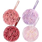 AmazerBath Loofah Sponge 60g/Piece, Exfoliating Bath Sponge Body Scrubber - Loofa Set of 4 - SunsetBerry Colors, Medium