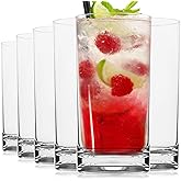 Vivocci Unbreakable Tritan Plastic Water Drinking Glasses 16 oz | Ideal for Juice Beverages & Cocktails | Shatterproof Barware | Highball Tall Clear Cup Tumblers | Dishwasher Safe Drinkware | Set of 6