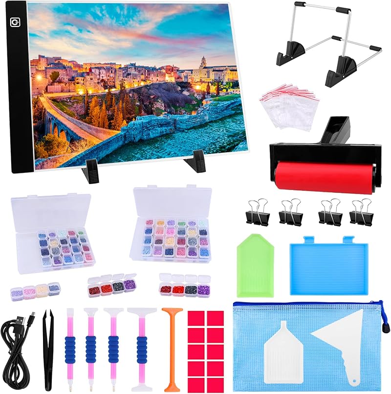 Ratukall LED Light Pad A4 Diamond Painting Kit with Stand and Accessories