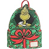 Loungefly How the Grinch Stole Christmas Mini-Backpack | Entertainment Earth Exclusive | Grinch Velvet Applique, Faux Leather, Holiday Limited Edition