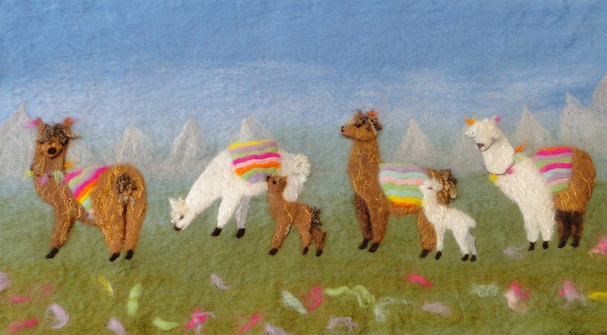 Artfelt Llama Picture Felt Kit - Make 4 Llamas & 2 Babies with Online Tutorial