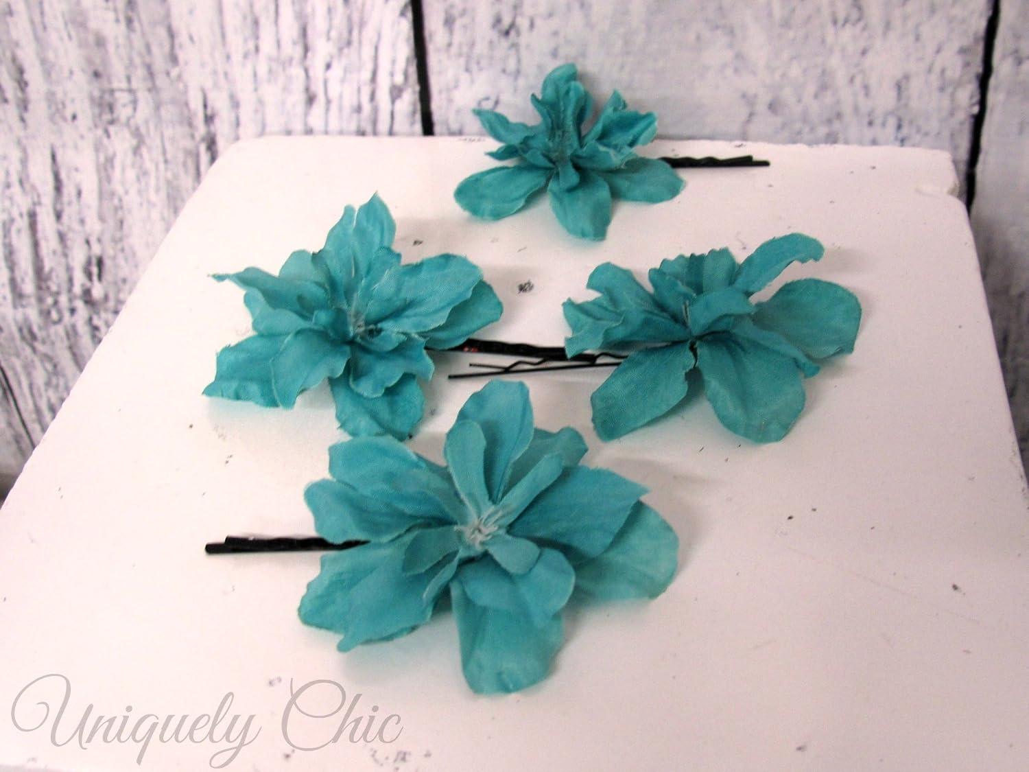 Amazon Com Turquoise Silk Flower Wedding Hair Pin Handmade