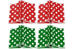 Gersoniel 150pcs Wax Paper Sheet for Food Dot Printed Bakery Tissue Greaseproof Disposable Wrapping Paper for Sandwich Food Picnic Baskets Liner Xmas Birthday Party Supplies(Green Red,9.84x8.27'')