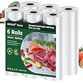 amxus Vacuum Sealer Bags, 6Rolls 28CM*6M Vacuum Seal Bags for Food Saver, Seal a Meal, Commercial Grade, BPA Free, Heavy Duty, Great for Portion Control & Food Storage