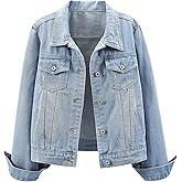 Ladyful Women's Bride Casual Jean Jacket Distressed Ripped Denim Jacket Coat with Pockets
